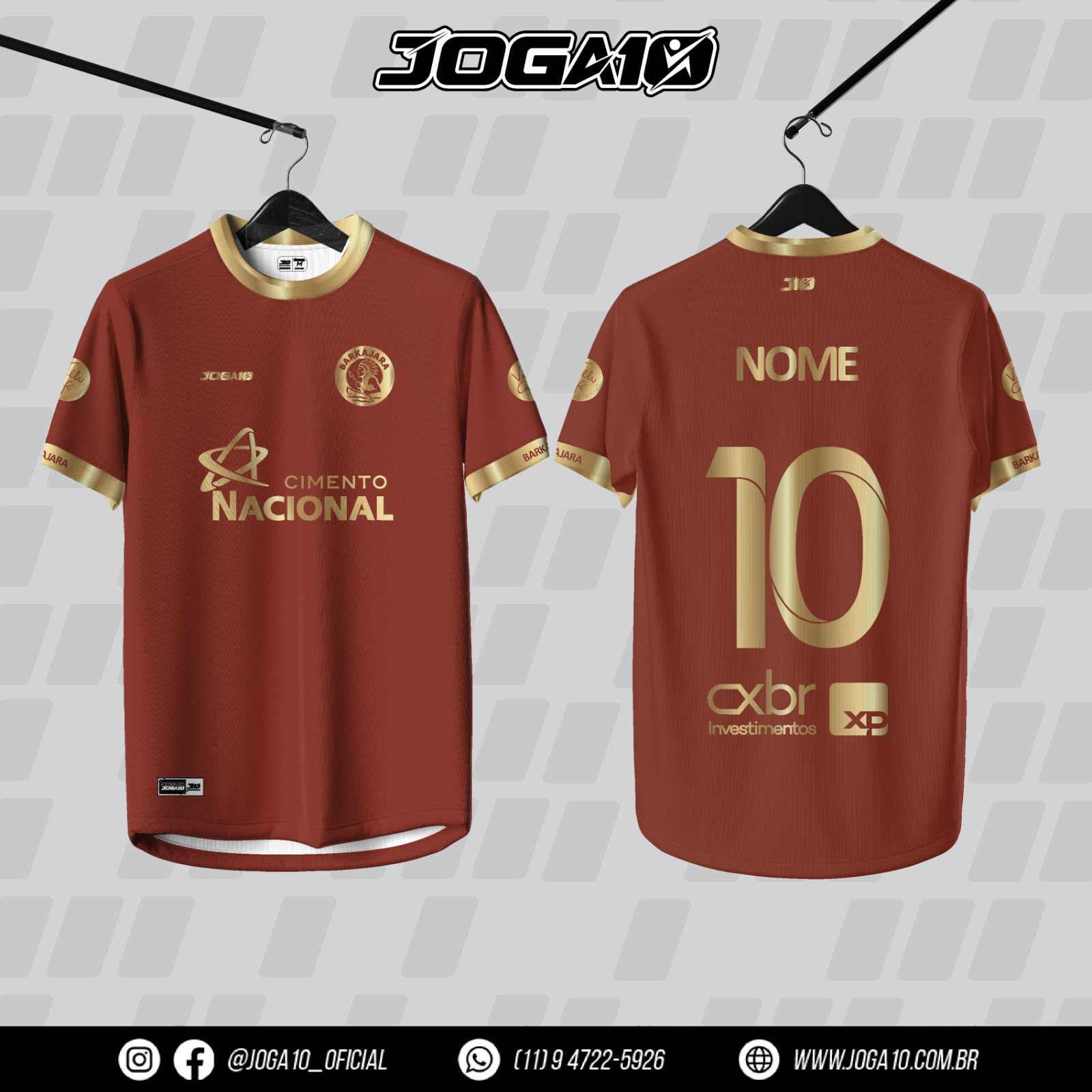 Camisa oficial vinho do Barkajara FC, frente e costas